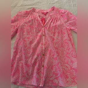 Lilly Pulitzer Pink and White Paisley Top
